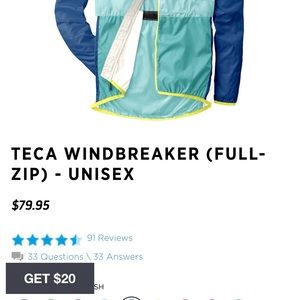 Brand new never worn Teca windbreaker